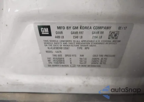 2017 Buick Encore Preferred z USA, uszkodzony, nr VIN KL4CJESB2HB133567